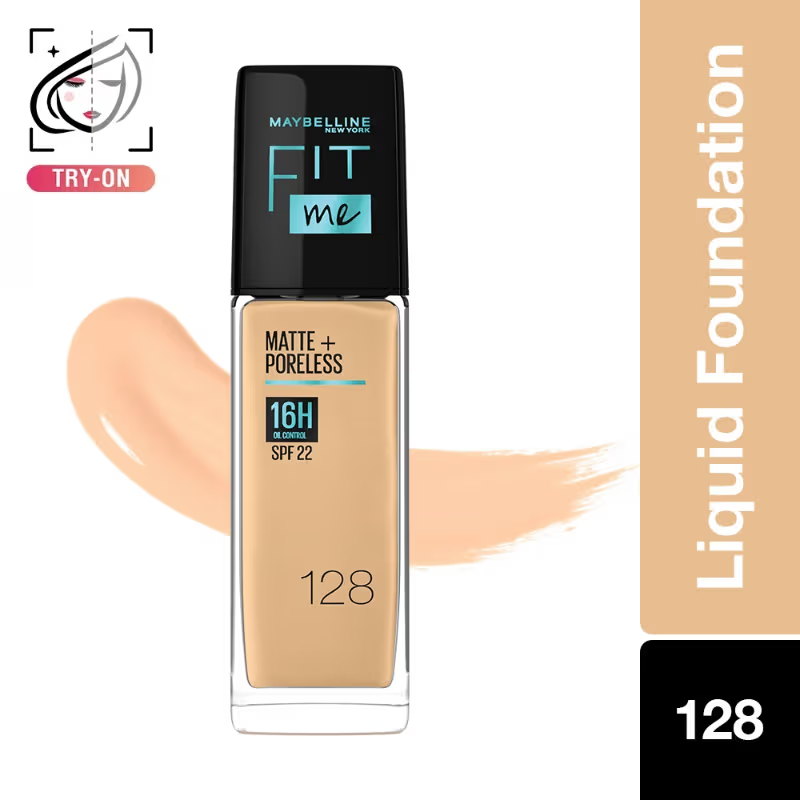 Maybelline New York Fit Me Matte+Poreless Liquid Foundation 16H Oil Control - 128 Warm Nude